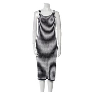 Faithfull Striped Midi Length Cotton Bodycon Knit Stretchy Shift Dress SZ S